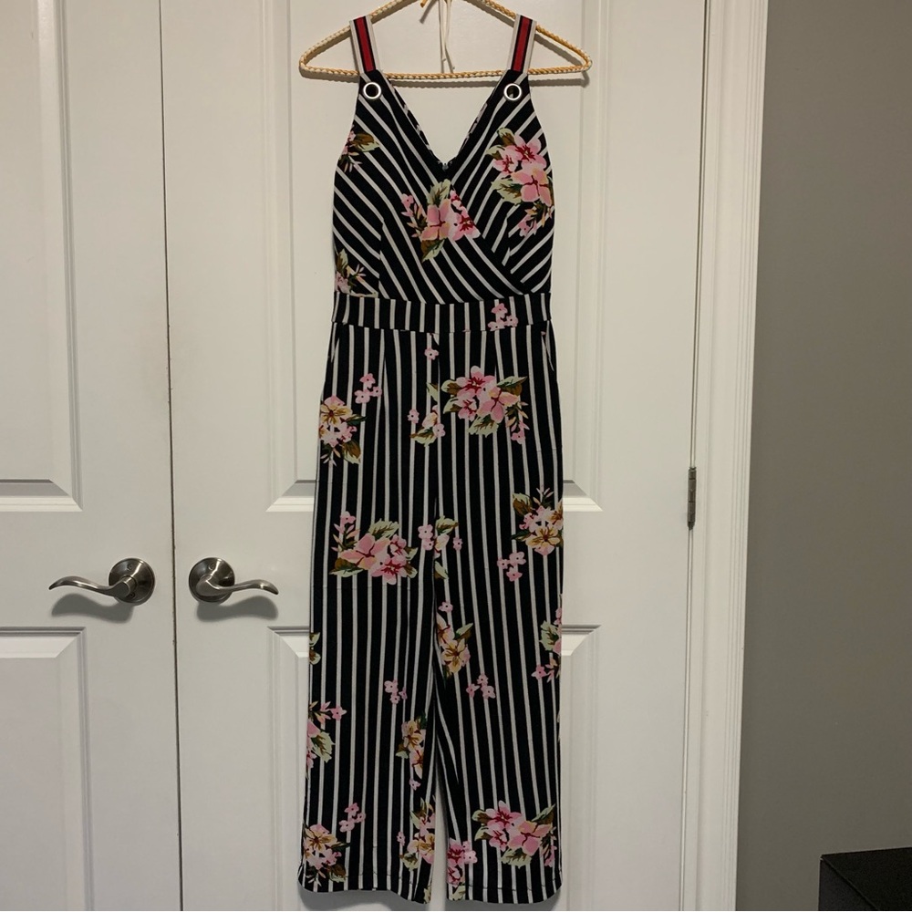 Women's floral / stripe jumpsuit